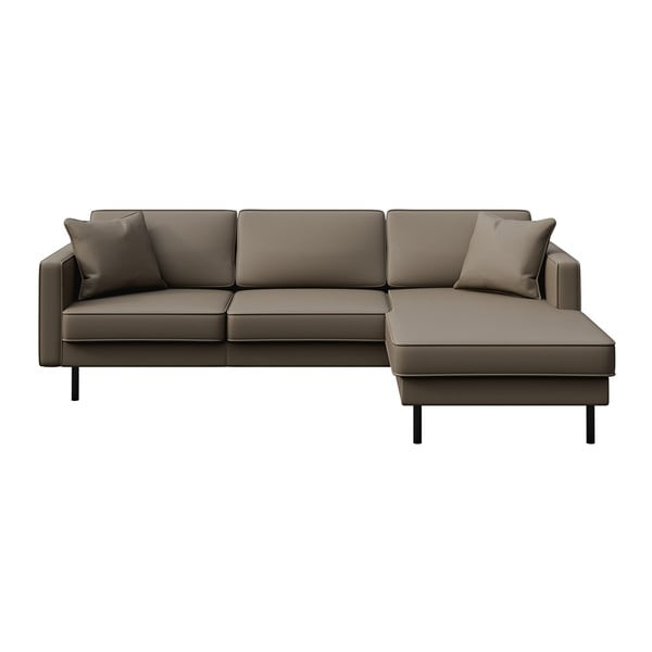 Kampinė sofa šviesiai rudos spalvos iš odos (su dešiniuoju kampu) Kobo – MESONICA