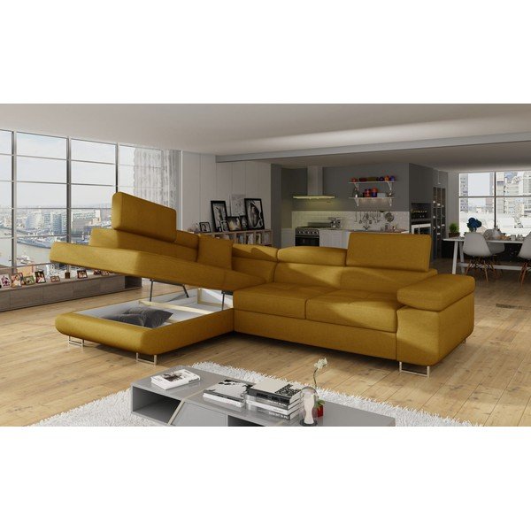 Geltonos spalvos sulankstoma/su sandėliavimo vieta kampinė sofa (su kairiuoju kampu/„L“ formos) Anton – ELTAP-image-4