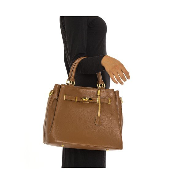 Konjako rudos spalvos odinė rankinė Isabella Rhea Pisa-image-1