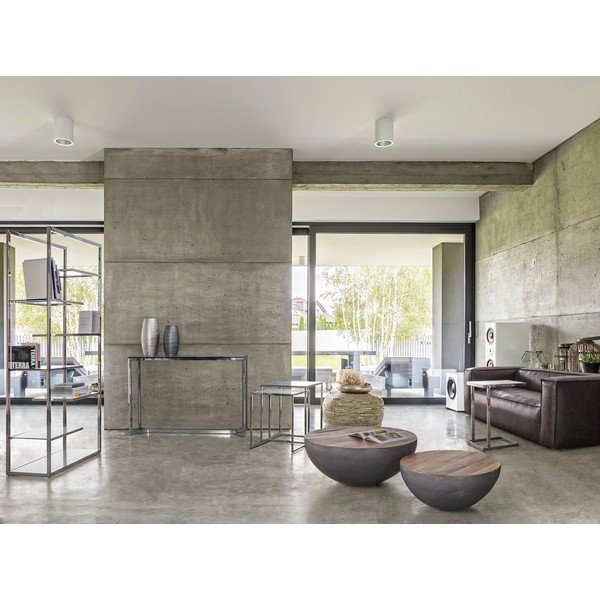 Pilkos spalvos/natūralios spalvos iš metalo apvalios formos kavos staliukas ø 90 cm Lancaster – Bizzotto-image-1