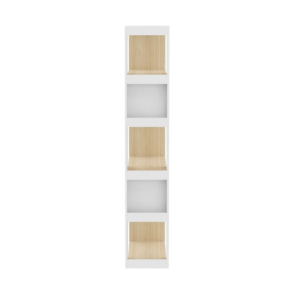 Baltos spalvos knygų spinta su ąžuoliniu stalviršiu 90x188 cm Ella - TemaHome-image-4