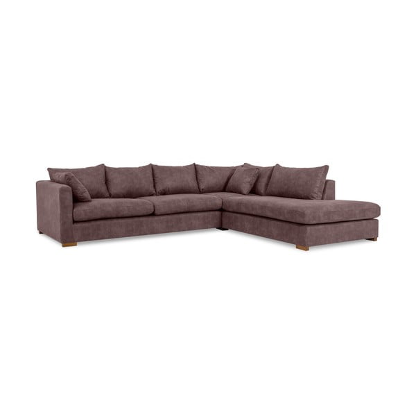 Iš dirbtinės odos kampinė sofa tamsiai rudos spalvos (su dešiniuoju kampu) Hamburg – Scandic-image-2