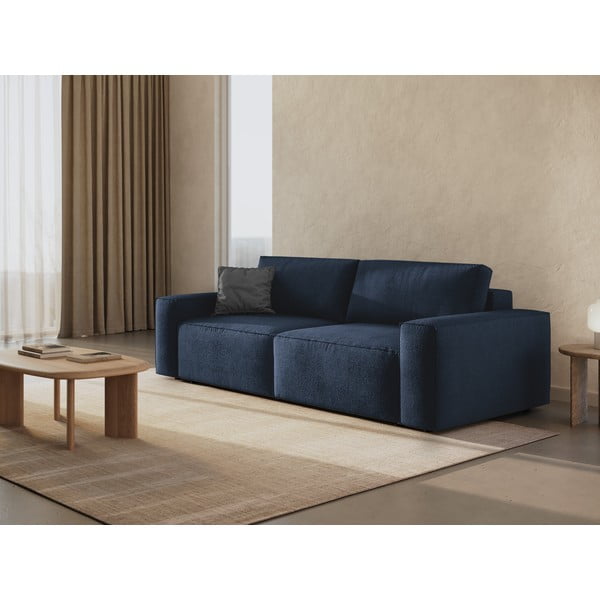 Iš boucle sulankstoma sofa tamsiai mėlynos spalvos 247 cm Jodie – Micadoni Home-image-1