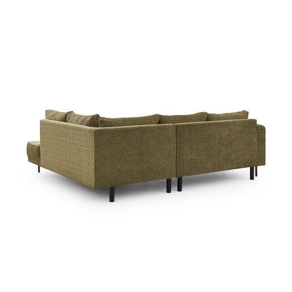 Žalios spalvos kampinė sofa iš šenilinio audinio (su dešiniuoju kampu/„L“ formos) Mauris  – Ropez-image-3