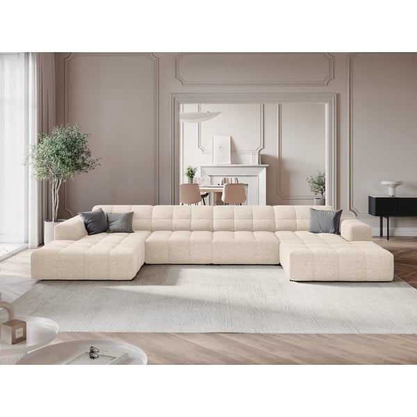 Kampinė sofa kreminės spalvos („U“ formos) Chicago – Cosmopolitan Design-image-1