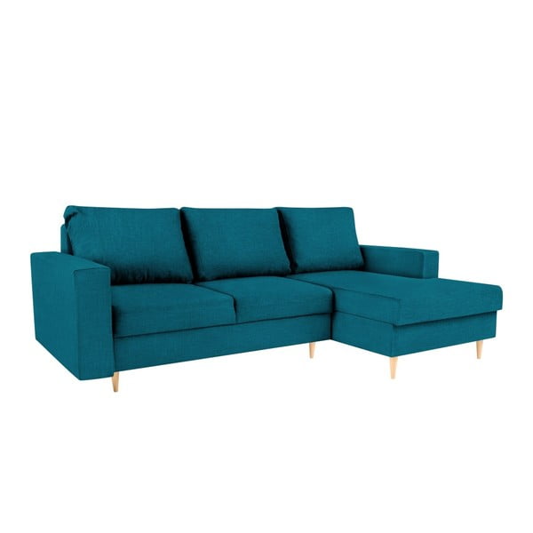 Turkio spalvos kampinė sofa-lova su gultais dešinėje pusėje Mazzini Sofas Iris