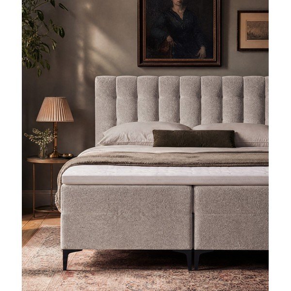 Taupe spalvos spyruoklinė lova su sandėliavimo vieta 180x200 cm Puhala – Makamii-image-3