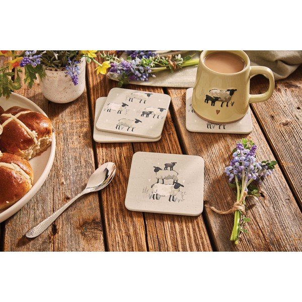 Taupe spalvos iš kamščio padėkliukai 4 vnt. Highland Sheep – Cooksmart ®-image-1