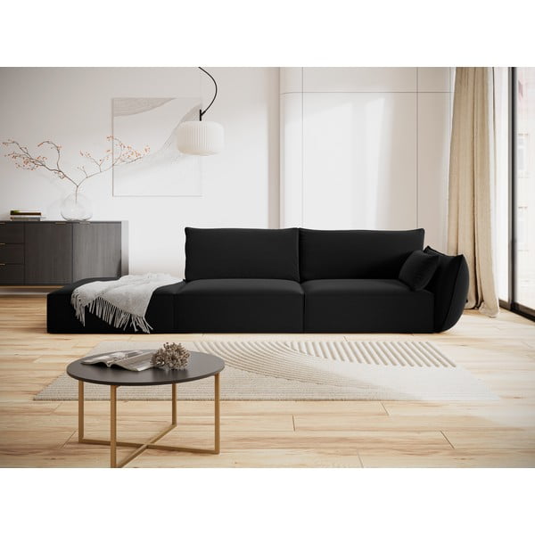 Juodos spalvos iš velveto sofa su dešiniuoju kampu 264 cm Vanda – Mazzini Sofas-image-1