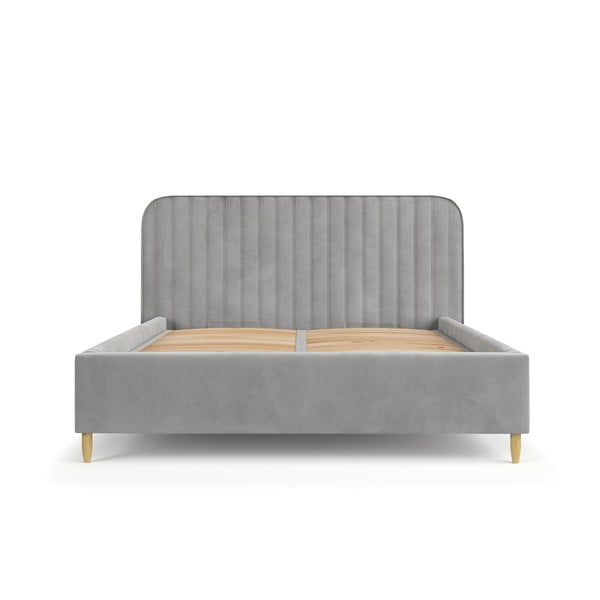 Dvigulė lova pilkos spalvos audiniu dengta su sandėliavimo vieta su lovos grotelėmis 160x200 cm Noto – Maison de Rêve-image-2