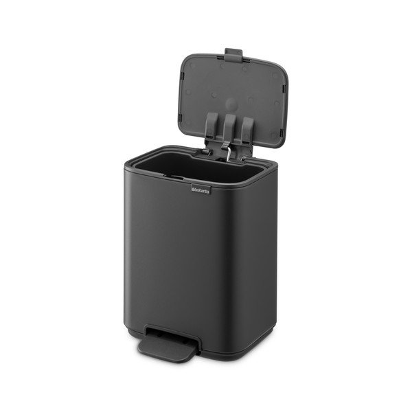 Tamsiai pilkos spalvos šiukšliadėžė iš plieno su pedalu 4 l Bo – Brabantia-image-4