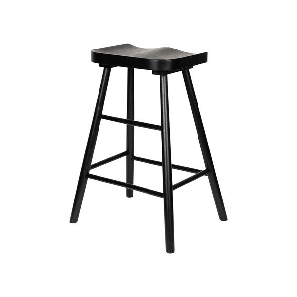 Juodos spalvos iš ąžuolo masyvo baro taburetė (sėdynės aukštis 65,5 cm) Vander – White Label-image-4