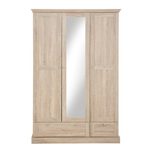 Trijų durų ąžuolinė spinta su veidrodžiu "Støraa Bruce