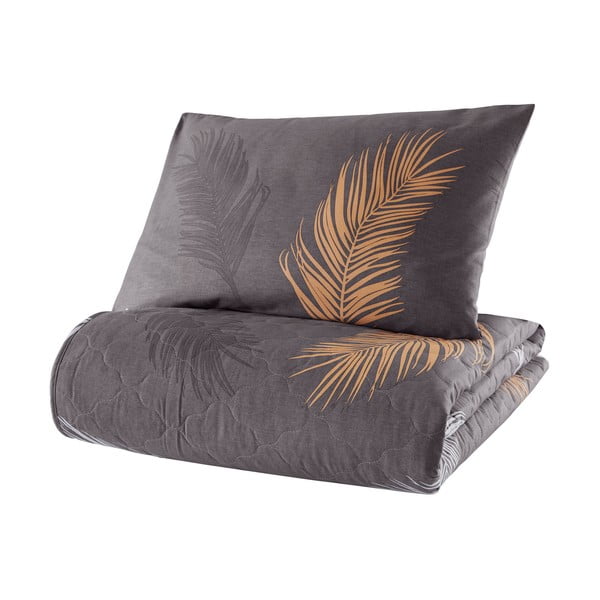 Pilka medvilninė lovatiesė su pagalvės užvalkalu Mijolnir Olivia, 180 x 225 cm