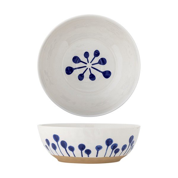Baltos spalvos/mėlynos spalvos iš keramikos dubuo ø 28 cm Linora – Bloomingville-image-3