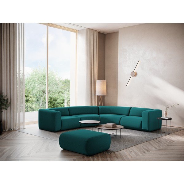 Turkio spalvos iš velveto kampinė sofa Ekahi – Makamii-image-1