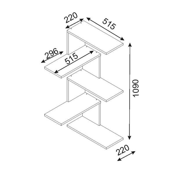 Ruda kampinė sieninė lentyna Caniko-image-2