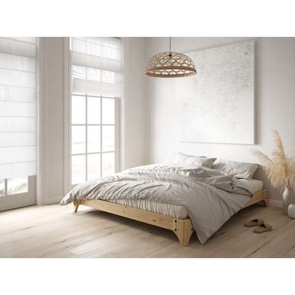 Pušies medienos dvigulė lova su čiužiniu Karup Design Elan Comfort Mat Natural Clear/Natural, 140 x 200 cm-image-1