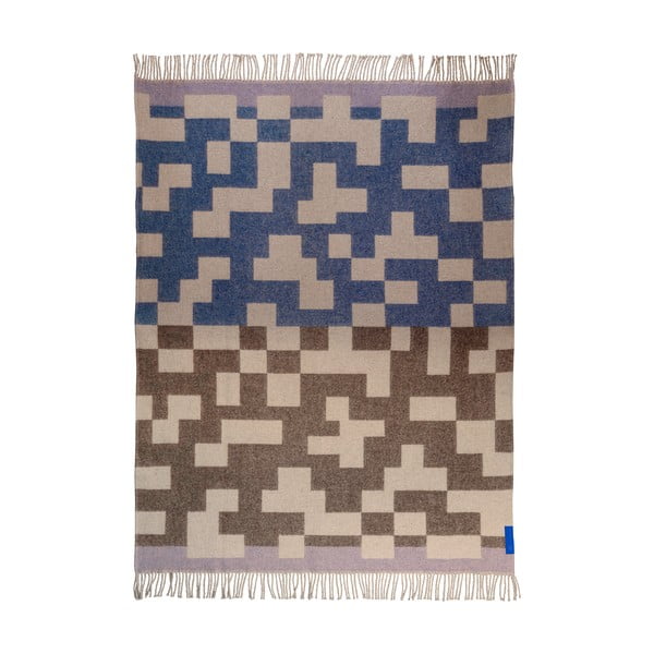 Mėlyna/ruda iš vilnos mišinio antklodė ir pledas 130x190 cm Maze – Mette Ditmer Denmark