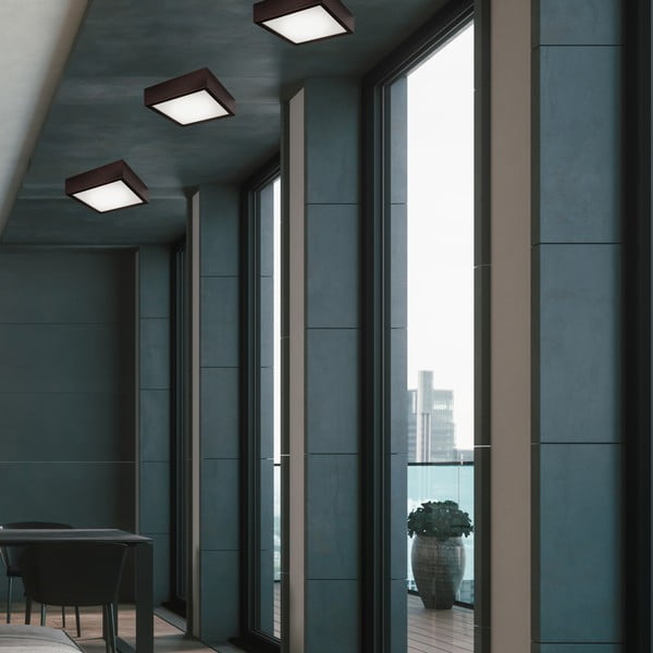 Lubinis šviestuvas tamsiai rudos spalvos 27,5x27,5 cm su stiklo gaubtu Quadro – LAMKUR-image-1