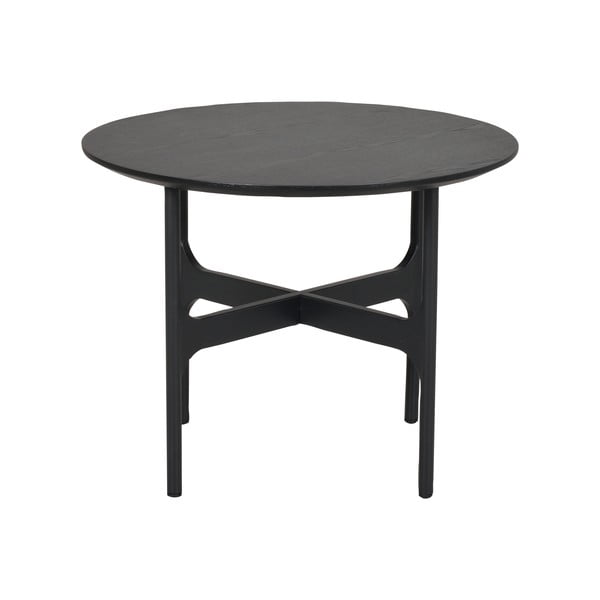 Juodas apvalus kavos staliukas su uosio medienos apdaila 55x55 cm Colton - Rowico