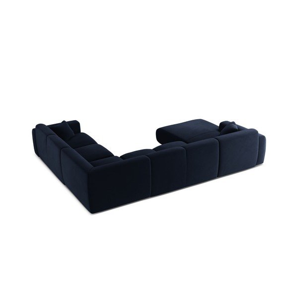 Mėlynos spalvos kampinė sofa iš velveto („U“ formos) Molino – Micadoni -image-2