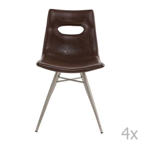 4 tamsiai rudų kėdžių rinkinys "Kare Design Venice