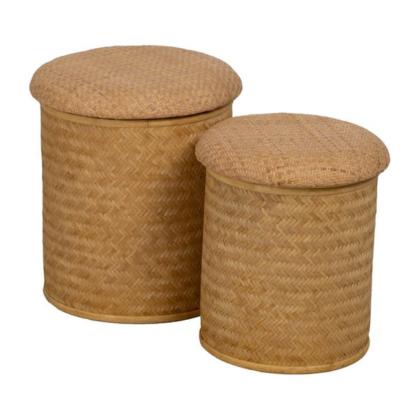 Natūralios spalvos struktūrinio pynimo pufas Rattan – Ixia