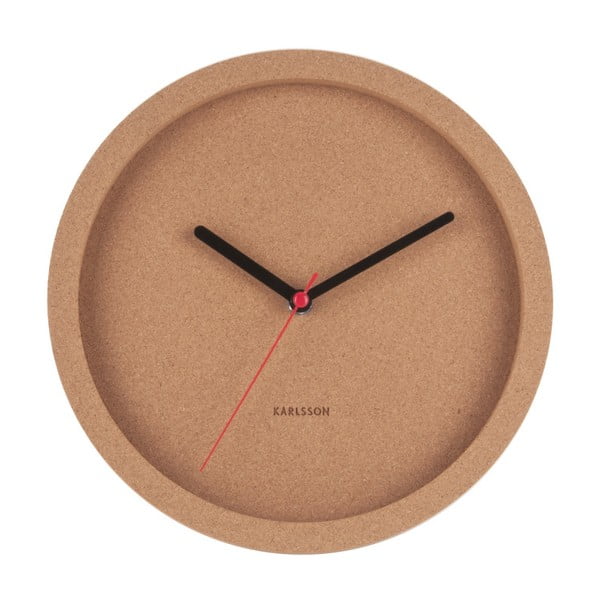 Karlsson Tom rudas kamštinis sieninis laikrodis, ⌀ 26 cm