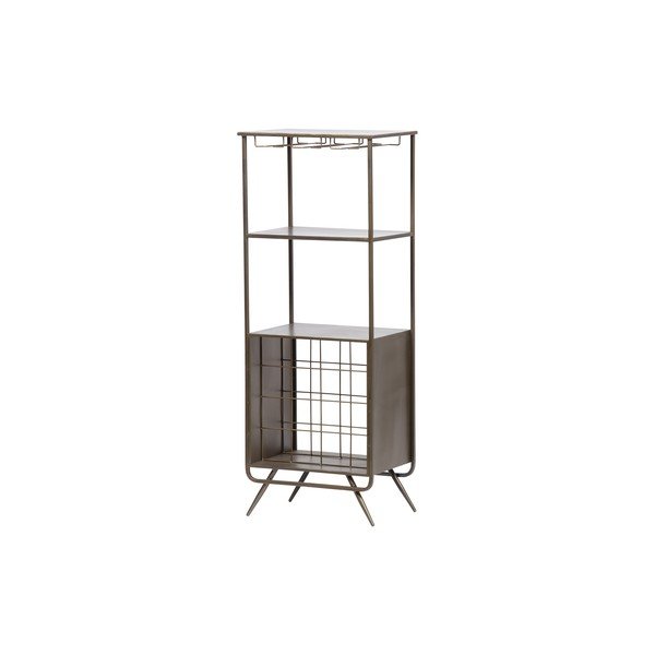 Metalinė žalvario spalvos vyno lentyna 16 butelių, 46x118 cm Vadim - WOOOD-image-1