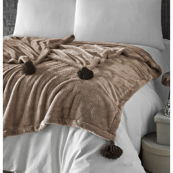 Lovatiesė rudos spalvos iš mikropliušo dvigulei lovai 200x220 cm Pufffy – Mijolnir
