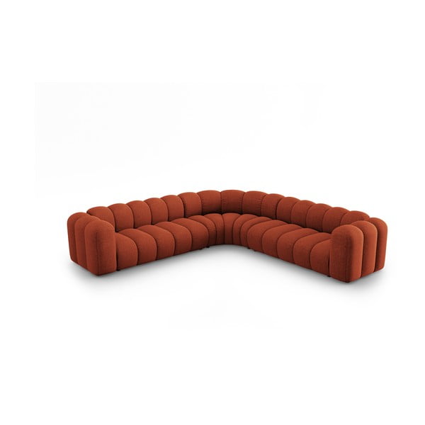 Raudonos plytų spalvos iš šenilinio audinio modulinė kampinė sofa Lupine – Micadoni 