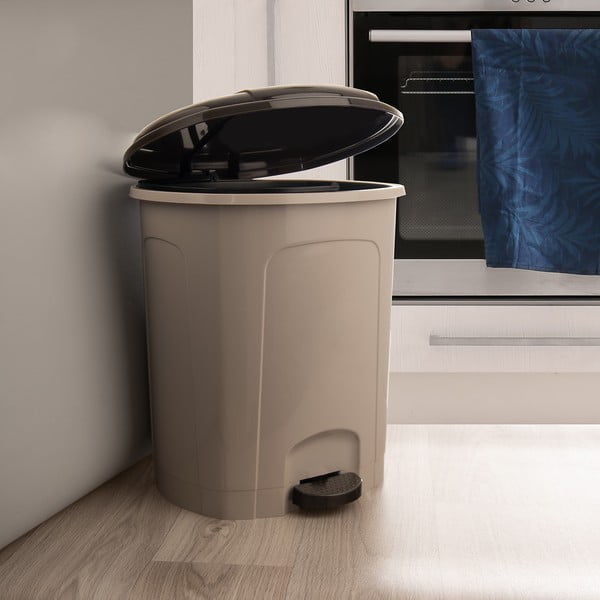 Rudos spalvos iš plastiko šiukšliadėžė su pedalu 30 l – Orion-image-1
