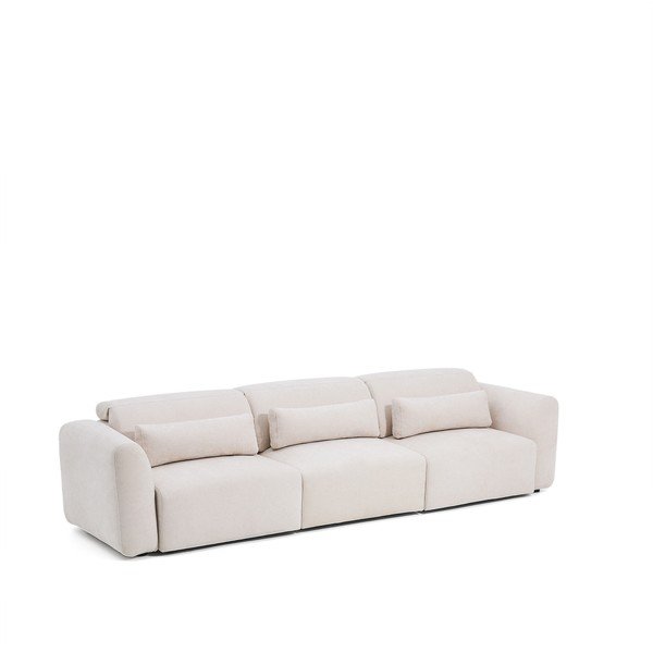 Smėlio spalvos reguliuojama/sulankstoma sofa iš šenilinio audinio su gultu 335 cm Lares – Kave Home-image-3