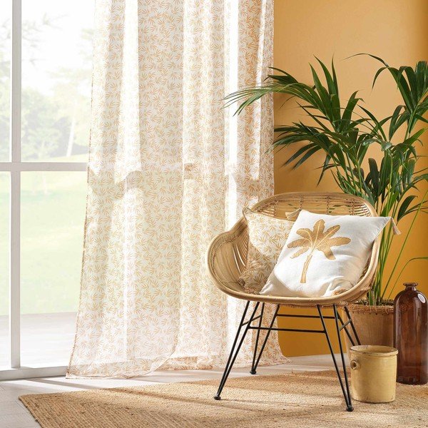 Permatoma užuolaida geltonos spalvos/baltos spalvos 140x240 cm Maddy – douceur d'intérieur-image-3