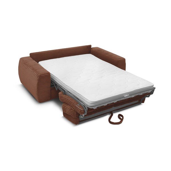 Oranžinės spalvos sofa miegojimui/sulankstoma iš kordinio velveto 240 cm Hugo – Bobochic Paris-image-3