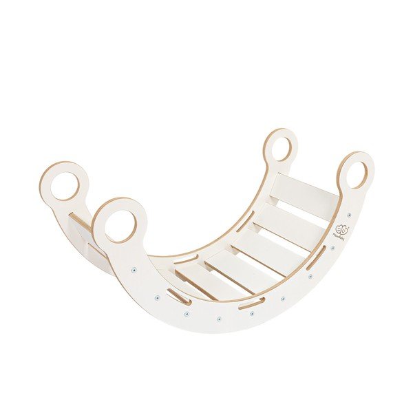 Baltos spalvos iš pušies masyvo supamoji lenta 39x75x38 cm Montessori – Meowbaby-image-2