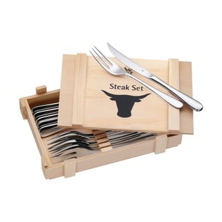 6 stalo įrankių rinkinys steikui medinėje dėžutėje WMF Cromargan®
