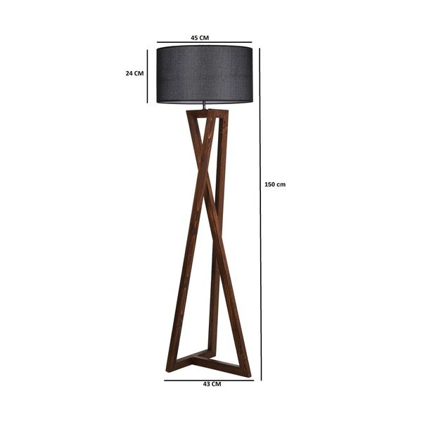 Pastatomas šviestuvas juodos spalvos/rudos spalvos (aukštis 149 cm) su tekstiliniu gaubtu Maçka – Opviq lights-image-3