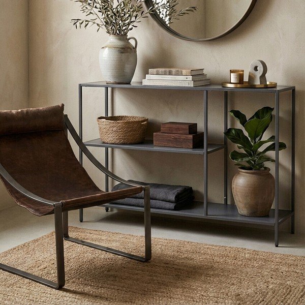 Pilkos spalvos iš plieno konsolinis staliukas 30x120 cm Acero – Premier Housewares-image-4
