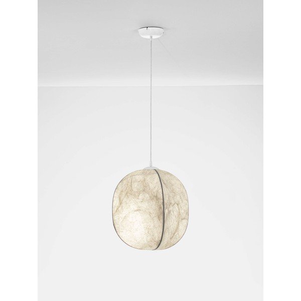 Baltos spalvos iš metalo kabantis šviestuvas ø 42 cm su tekstiliniu gaubtu Pierida – Nova Luce-image-4