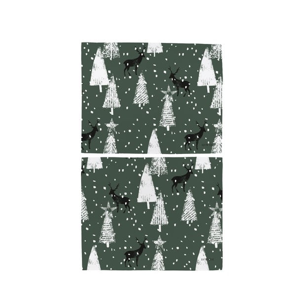 Iš tekstilės padėkliukai 2 vnt. su Kalėdų motyvu 35x45 cm Deer in the Forest – Butter Kings