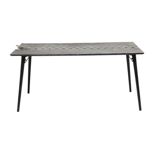 Juodas valgomojo stalas su eglės medienos stalviršiu Kare Design Zipper, 162 x 80 cm