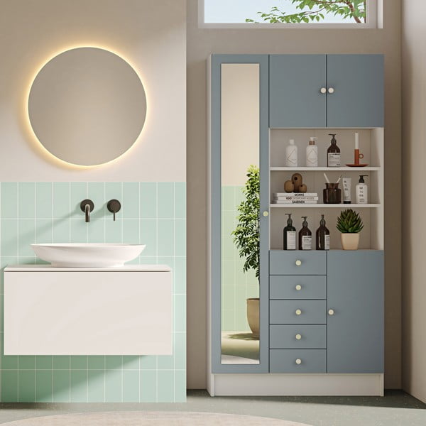 Vonios daiktadėžė baltos spalvos/pilkos spalvos 90x182 cm Combi – TemaHome-image-1