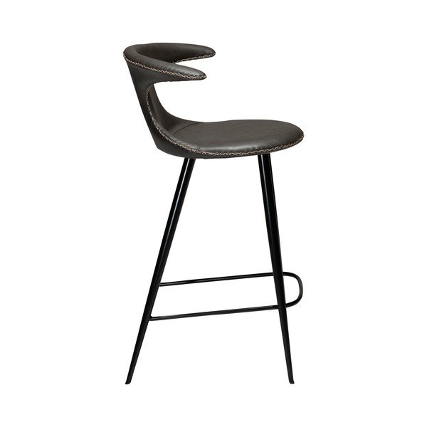 Tamsiai pilka odinė baro kėdė DAN-FORM Denmark Flair, aukštis 90 cm-image-3