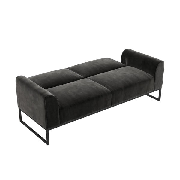 Juodos spalvos reguliuojama/sulankstoma sofa iš velveto 217 cm Adley – Støraa-image-4