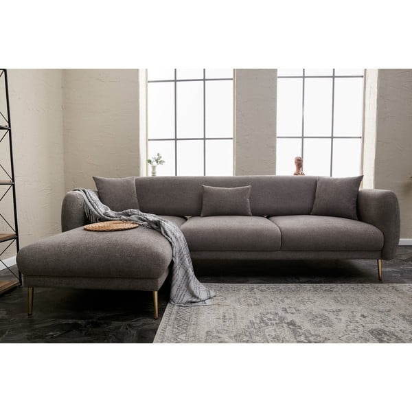 Pilkos spalvos kampinė sofa (su kairiuoju kampu/su gultu) Simena – Balcab Home-image-4