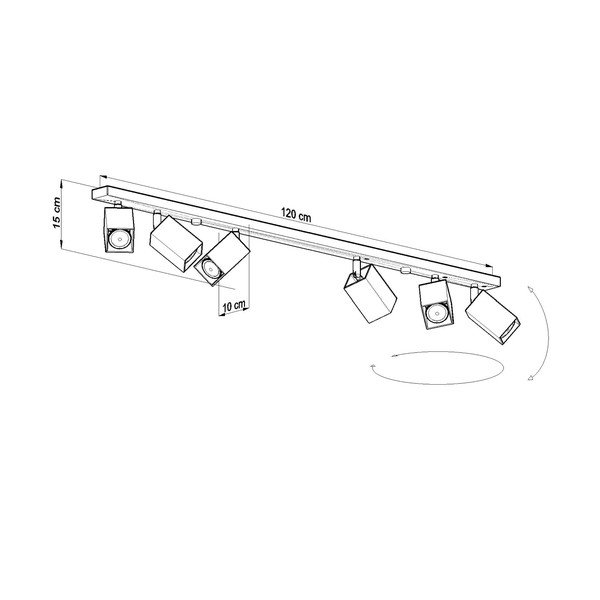 Juodas lubinis šviestuvas Sollux Toscana 6L-image-3