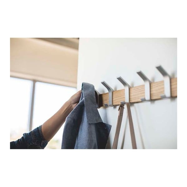 Iš uosio masyvo sieninė lentyna matinės sidabrinės spalvos/natūralios spalvos Rin – YAMAZAKI-image-2