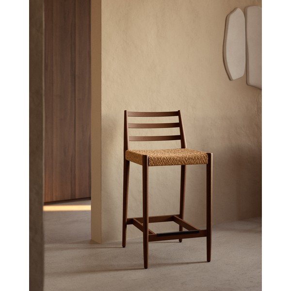 Rudos spalvos/natūralios spalvos iš ąžuolo masyvo baro taburetė (sėdynės aukštis 65 cm) Analy – Kave Home-image-1